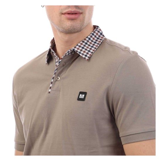 Weekend Offender Heren Geruit Kraag Katoenen Poloshirt (Steen) - Image 4