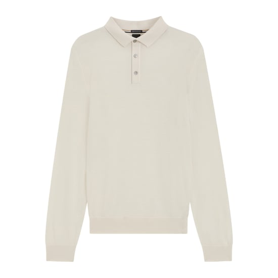 Boss Heren Lanciomne Poloshirt met Lange Mouwen (Wit) - Image 2
