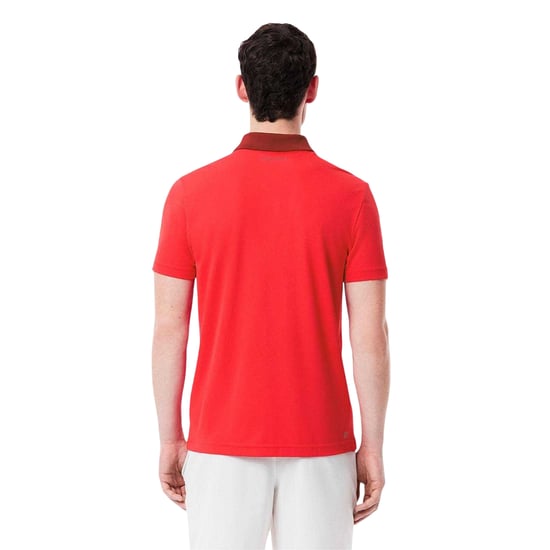 Lacoste Mens Novak Djokovic Regular Short-Sleeved Polo Shirt (Red) - Image 4
