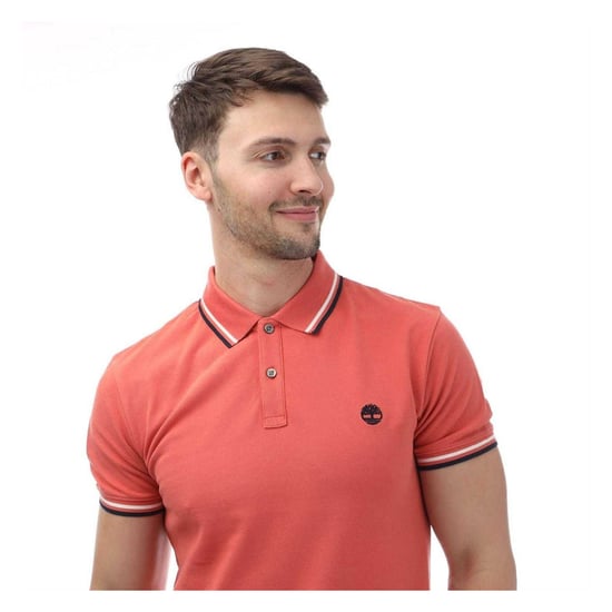 Timberland Mens Oyster River Cotton Polo Shirt (Pink) - Image 3