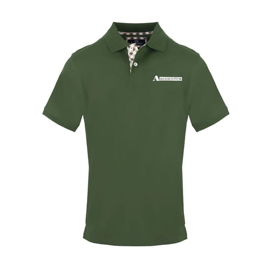 Aquascutum Mens Logo Collared Short-Sleeved Polo Shirt (Military Green) - Image 1