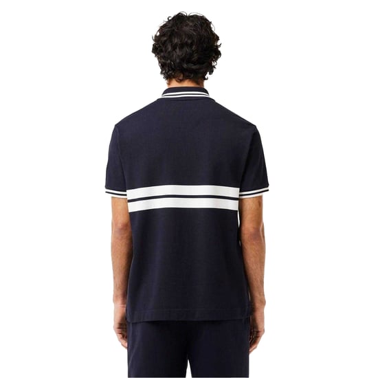 Lacoste Mens Striped Premium Cotton Polo Shirt (Black) - Image 3
