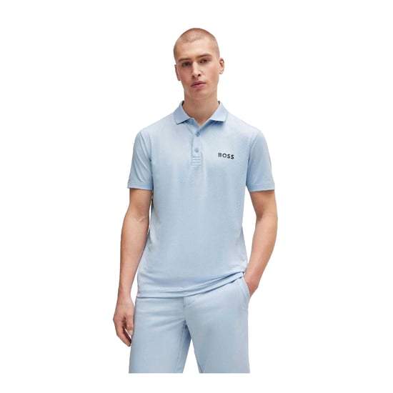 Boss Regular Polo Shirt Performance med kontrasterad logotyp för herrar (Lila) - Image 3
