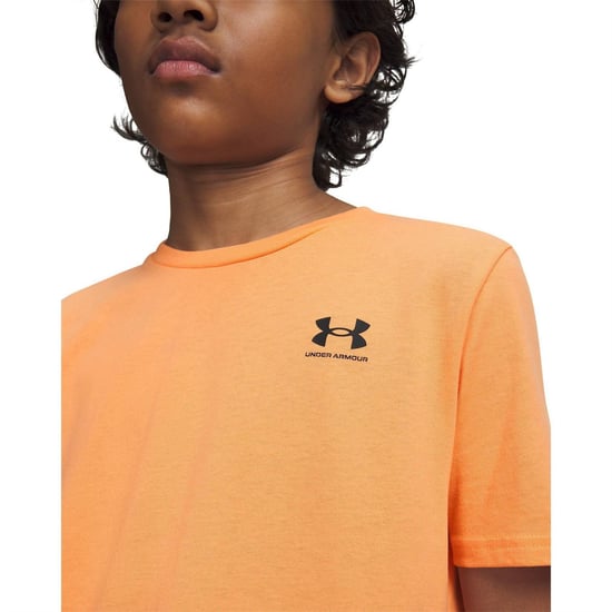 Under Armour Jongens Logo T-shirt met korte mouwen (Oranje/zwart) - Image 5