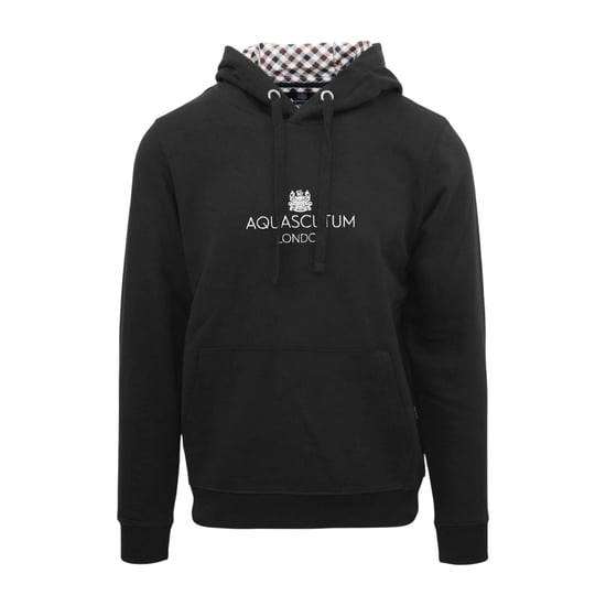 Aquascutum Heren Belettering Hoodie (Zwart) - Image 1