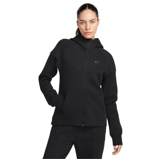 Nike Windrunner Tech Fleece Hoodie med hel dragkedja för dam och dam (Svart) - Image 1
