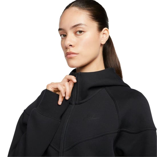 Nike Windrunner Tech Fleece Hoodie med hel dragkedja för dam och dam (Svart) - Image 3