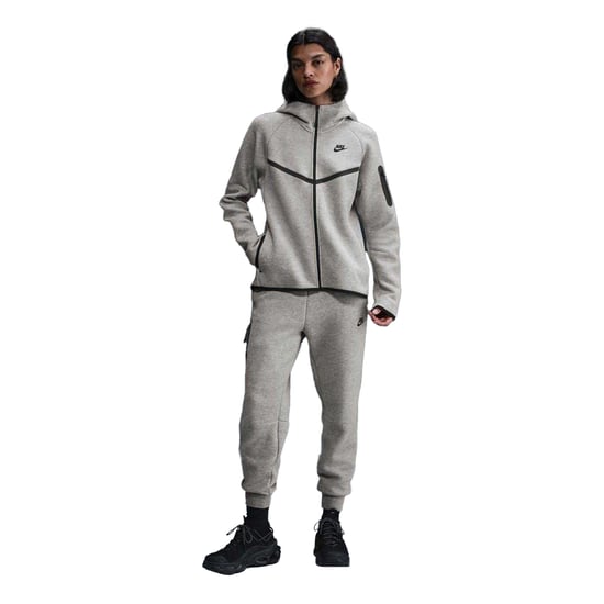 Nike Windrunner Fleece Hoodie med hel dragkedja för dam och dam (Grå/Svart) - Image 3