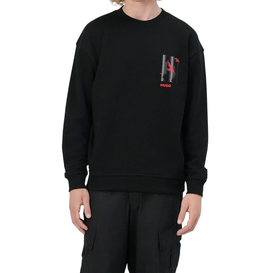 Hugo Heren Drop Shoulder Regular Sweatshirt met grafische print (Zwart) - Image 1