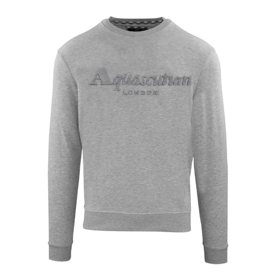 Aquascutum Långärmad sweatshirt med gummerad logo och rund hals för herrar (Grått) - Image 1