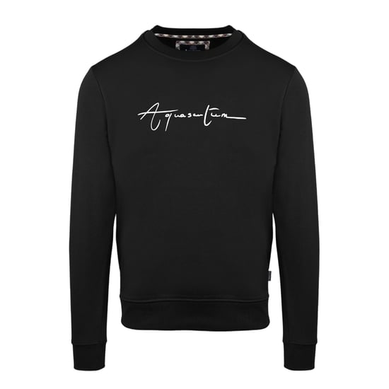 Aquascutum Mens Script Crew Neck Regular Sweatshirt (Svart) - Image 1