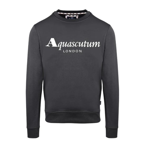 Aquascutum Mens Lettering Crew Neck Sweatshirt (Antracite) - Image 1