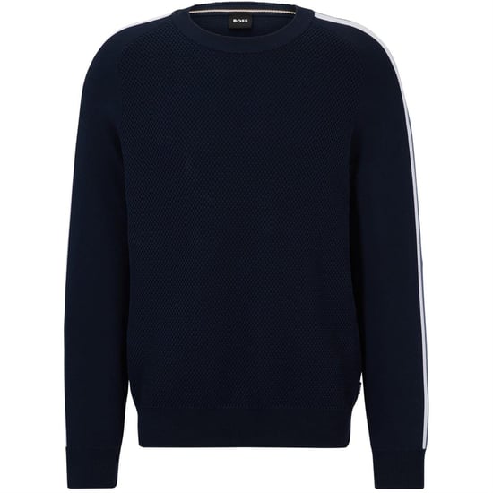 Boss Heren-trui met ronde hals en lange mouwen, normale pasvorm (Donkerblauw) - Image 1