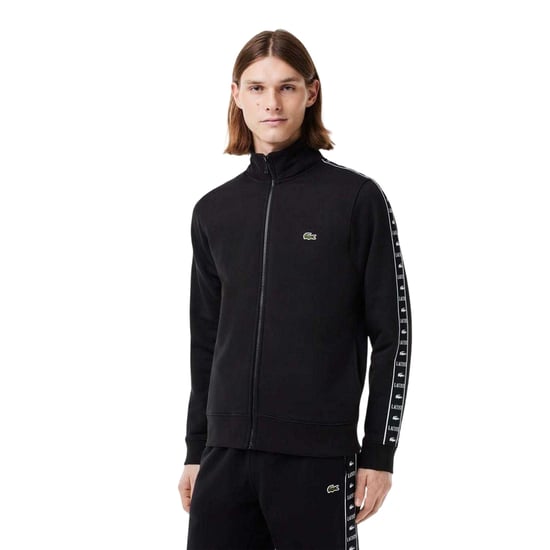 Lacoste Mens Stripe Full Zip Sweatshirt (Black) - Image 3