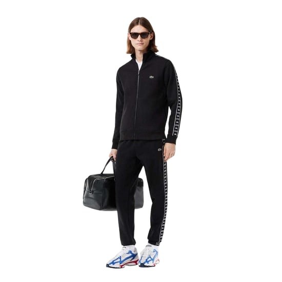 Lacoste Mens Stripe Full Zip Sweatshirt (Black) - Image 4