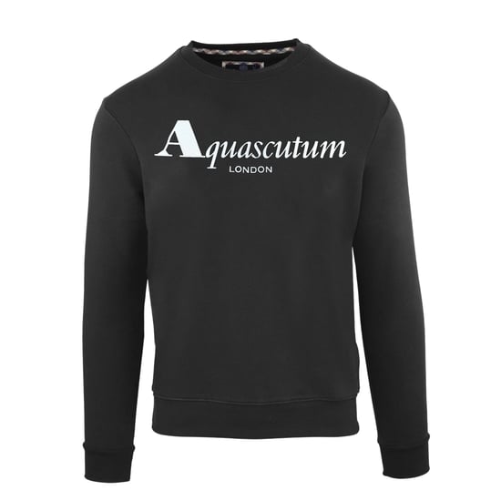 Aquascutum Mens Lettering Crew Neck Sweatshirt (Black) - Image 1