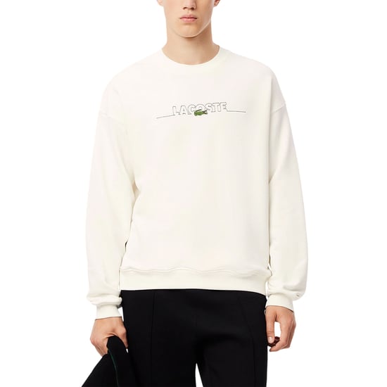 Lacoste Mens Embroidered Logo Drop Shoulder Sweatshirt (White) - Image 2