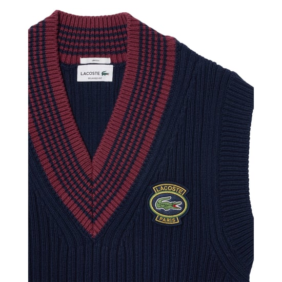 Lacoste Unisex Adult Badge Knitted Regular Sweater Vest (Navy) - Image 3