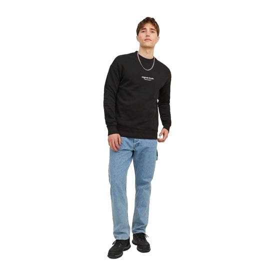 Jack And Jones Sweatshirt med avslappnad passform och rund hals för herrar (Svart) - Image 5