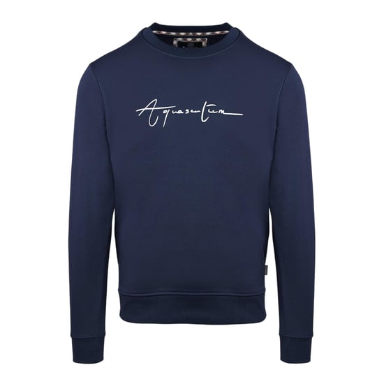 Aquascutum Mens Script Crew Neck Regular Sweatshirt (Marinblått) - Image 1