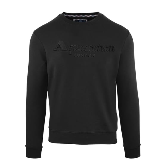 Aquascutum Heren Sweatshirt Geborduurd Logo Katoen (Zwart) - Image 1