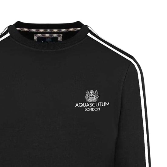 Aquascutum Sweatshirt med ribbad krage för herrar (Svart) - Image 2