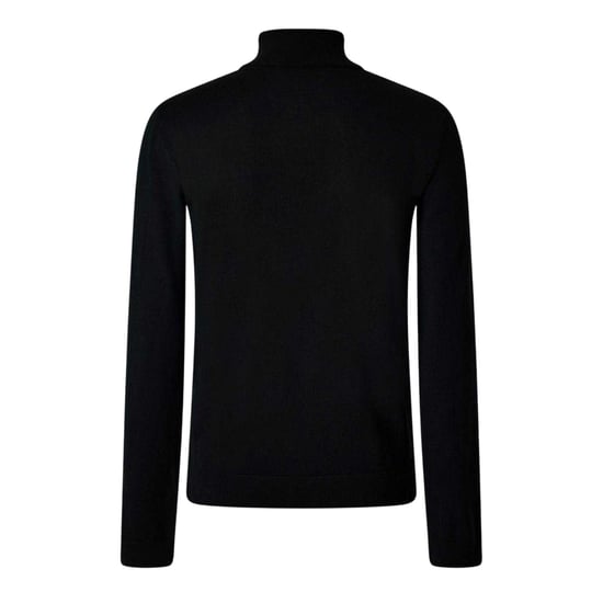 Off White Stickad sweatshirt med sköldpaddshals för herrar (Svart/vit) - Image 2