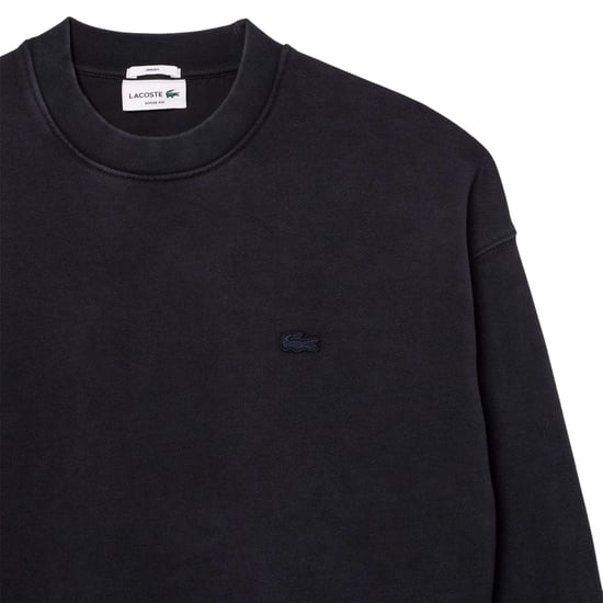 Lacoste Unisex Adult Washed Fleece Loose Fit Sweatshirt (Zwart) - Image 4