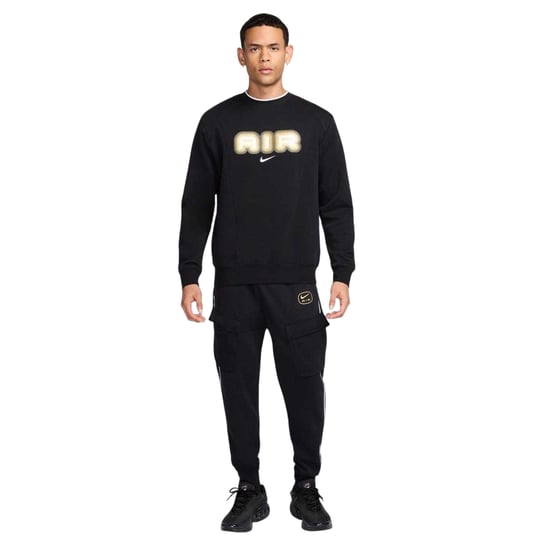 Nike Heren Air Crew Neck Relaxed Fit Sweatshirt met lange mouwen (Zwart/Goud) - Image 3