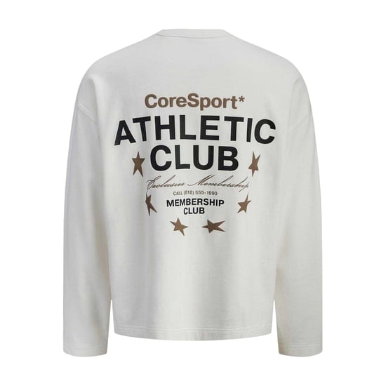 Jack And Jones Mens Athletic Club Ribbed Back Print Sweatshirt (Cloud Dancer) - Image 2
