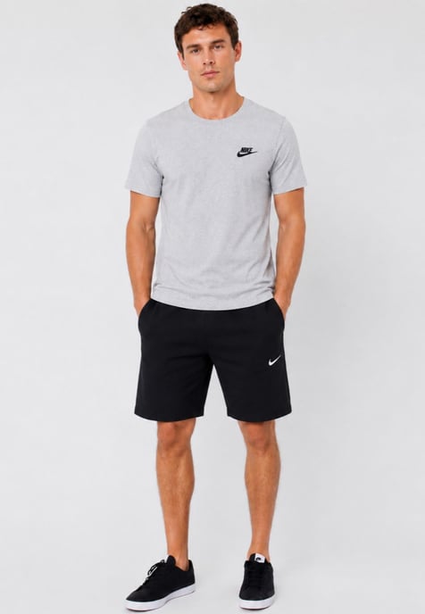 Nike Men's Grey T-Shirt & Black Shorts Set | Casual Sportswear Outfit - Image 1