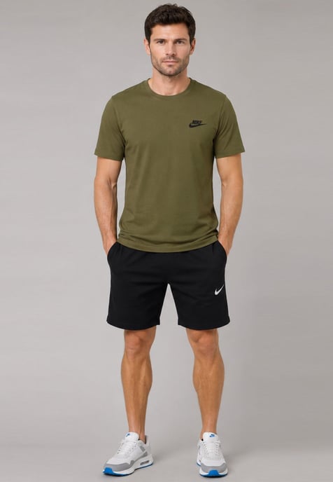 Nike Men's Olive T-Shirt & Black Shorts Set | Casual Sportswear Outfit - Image 1