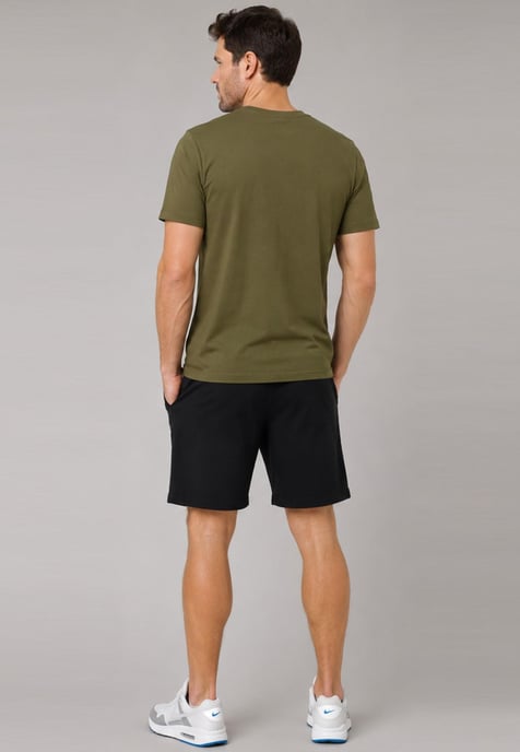 Nike Men's Olive T-Shirt & Black Shorts Set | Casual Sportswear Outfit - Image 2