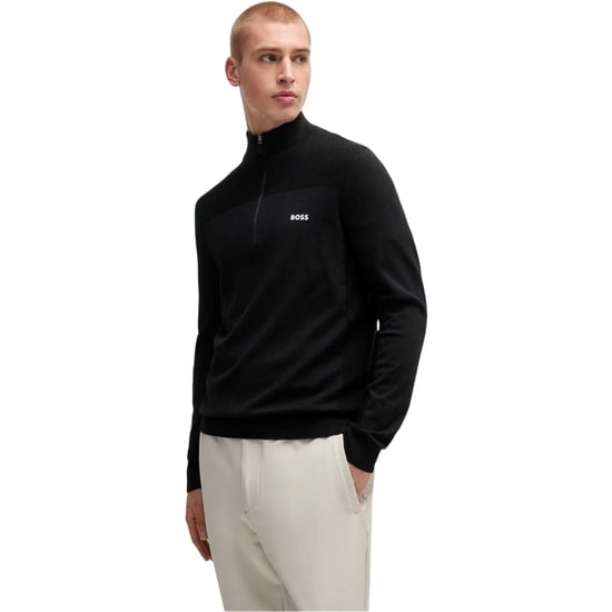 Boss Mens Zip Neck Regular Pullover (Black) - Image 4