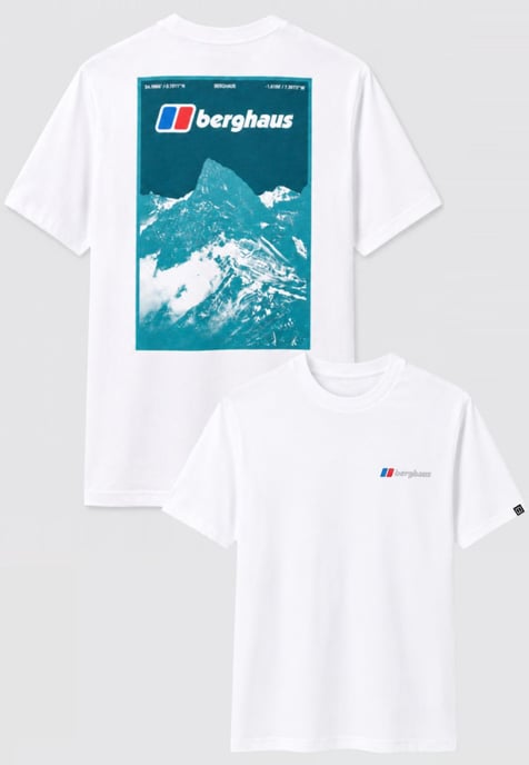 Berghaus Mens Threshold Peak T Shirt in White Green - Image 1