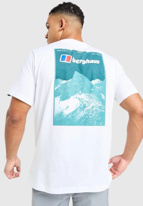Berghaus Mens Threshold Peak T Shirt in White Green - Image 3