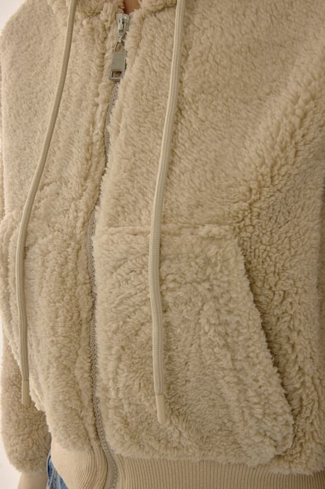 Plush Crop Jacket with Zipper Collar - Image 6