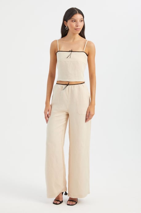 Striped Square Neck Strappy Cropped Top - Image 1