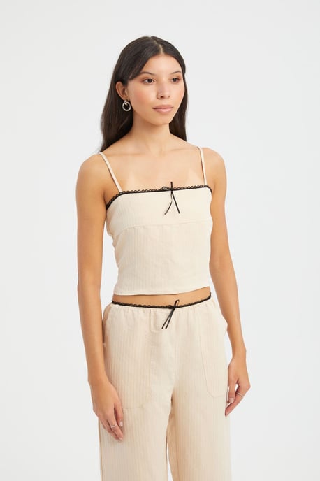 Striped Square Neck Strappy Cropped Top - Image 4