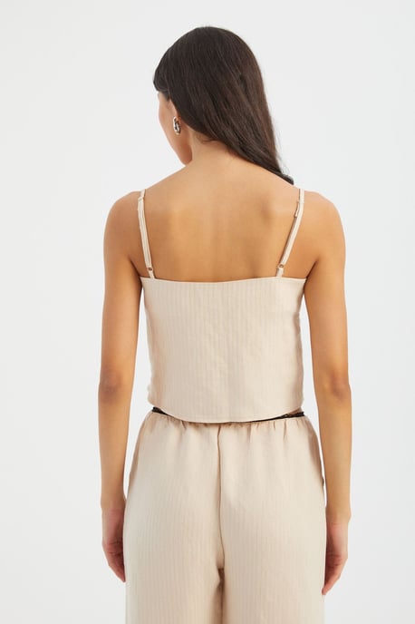 Striped Square Neck Strappy Cropped Top - Image 5