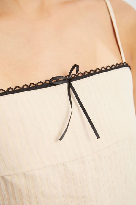 Striped Square Neck Strappy Cropped Top - Image 6