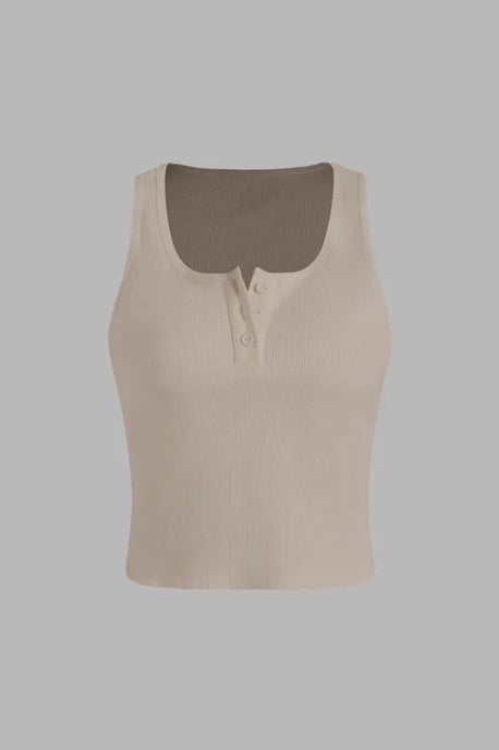 Basis Knop Gedetailleerde Crop Top - Image 1