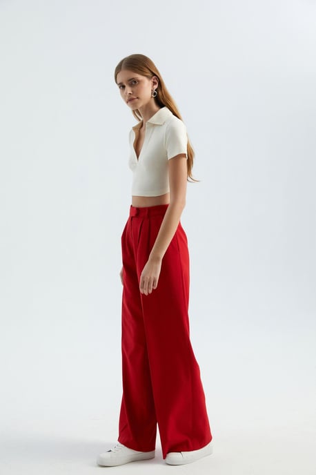 V Neck Polo Crop Top - Image 2