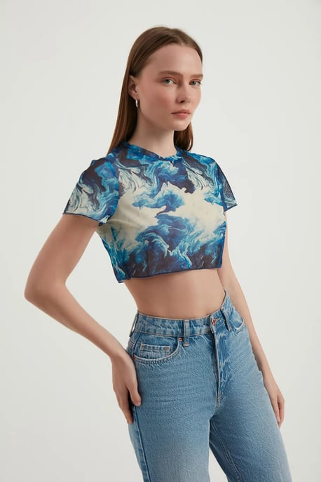 Abstract Tüllen Crop Top - Image 3