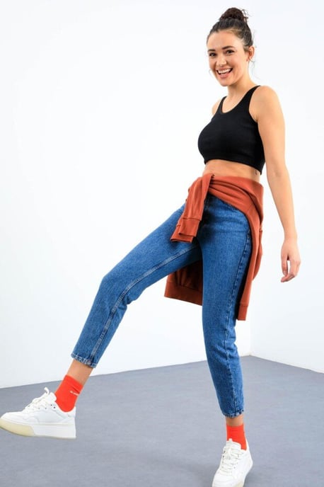 Ribbad bomullsblandning kort topp - Image 6