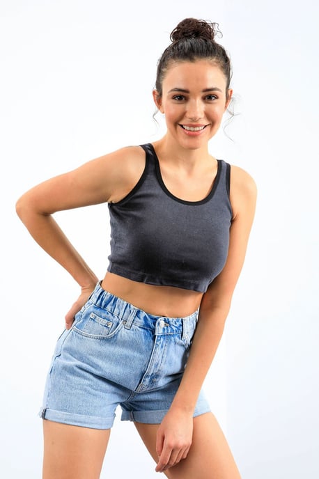Geribbelde Mouwloze Crop Top - Image 1