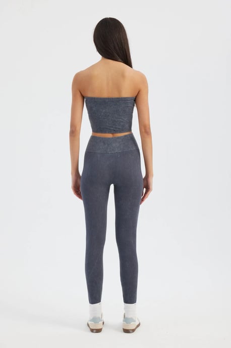 Acid Washed Strapless Ribbed Crop Top - Image 4