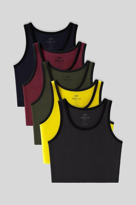 Geribbelde Katoenmix Mouwloze Crop Top - Image 1