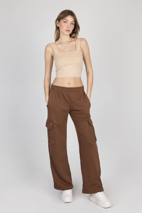 Rutig Hals Grundläggande Crop Top - Image 4