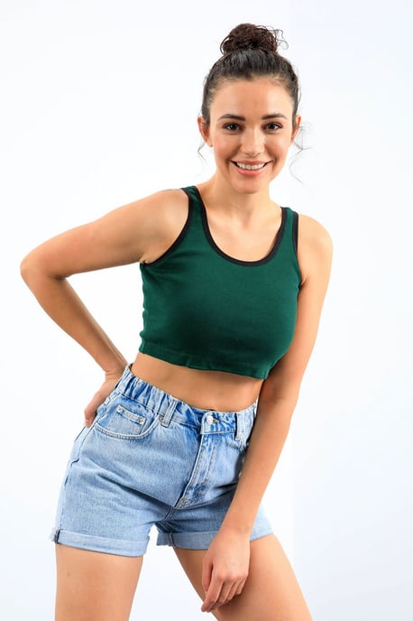 Ribbed Sleeveless Crop Top - Image 1